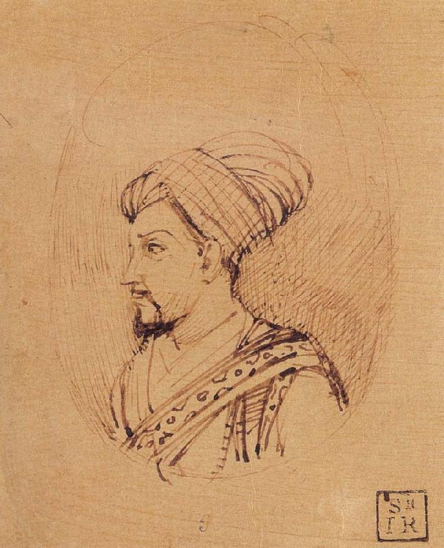 Rembrandt Harmensz Van Rijn A Medallion Portrait of Muhammad-Adil Shah of Bijapur oil painting image